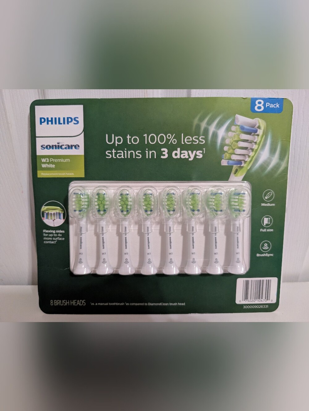 8 Pack of Philips Sonicare W3 Premium White  Replacement Brush Heads. New!